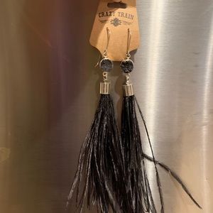 Crazy train feather earrings